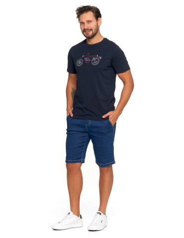 Koszulki, topy, koszule - Koszulka męska T-shirt bawełniany z haftem motocykla GRANATOWY - produkt 6