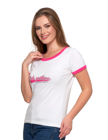 Koszulki i topy - Koszulka damska t-shirt Slim Fit z napisami RÓŻOWY - produkt 4