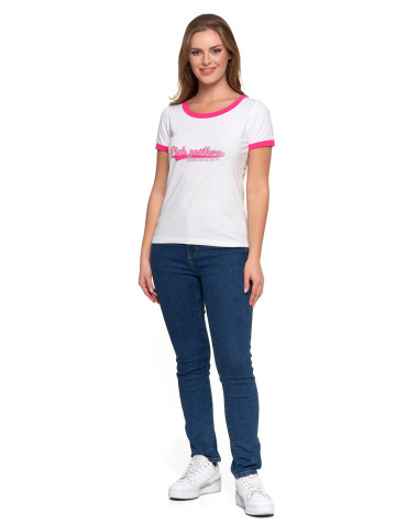 Koszulki i topy - Koszulka damska t-shirt Slim Fit z napisami RÓŻOWY - produkt 6