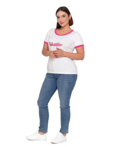 Koszulki i topy - Koszulka damska t-shirt Slim Fit z napisami RÓŻOWY - produkt 14