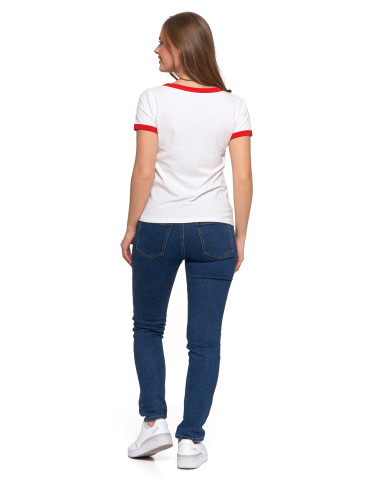 Koszulki i topy - Koszulka damska t-shirt Slim Fit z napisami CZERWONY - produkt 9