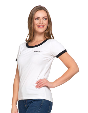 Koszulki i topy - Koszulka damska t-shirt Slim Fit z napisami CZARNY - produkt 4