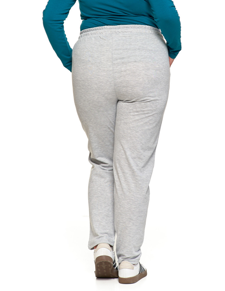 Spodnie - Spodnie damskie dresowe z haftem Plus Size SZARY - produkt moraj.pl 4