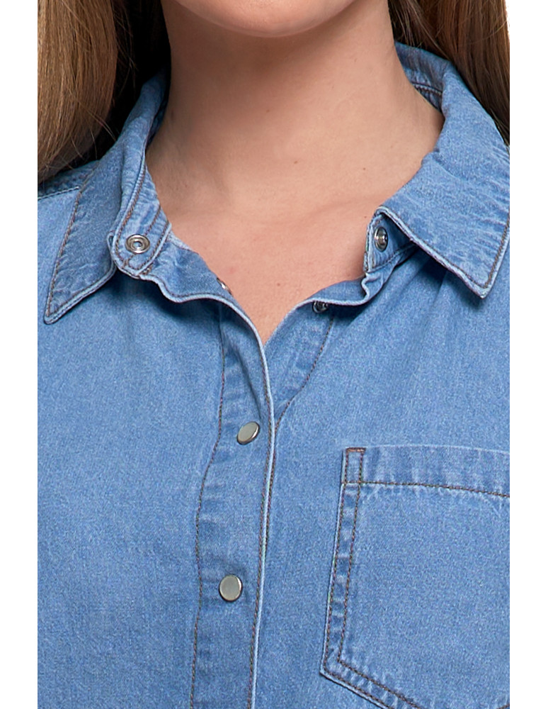 Bluzki i koszule - Koszula jeansowa damska w stylu denim NIEBIESKI - produkt moraj.pl 2