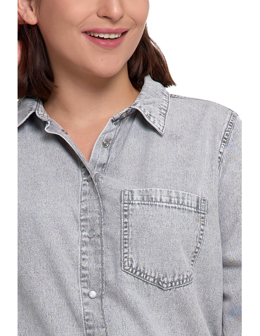 Bluzki i koszule - Koszula jeansowa damska w stylu denim SZARY - produkt 3