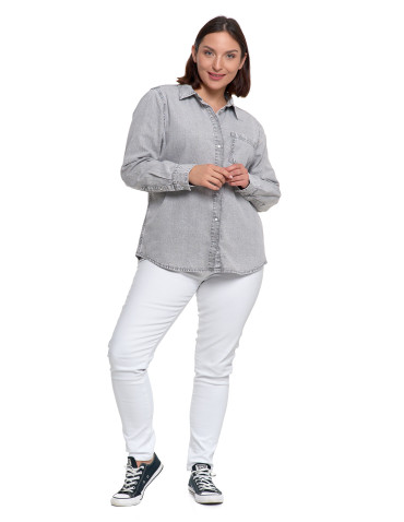 Bluzki i koszule - Koszula jeansowa damska w stylu denim SZARY - produkt 11