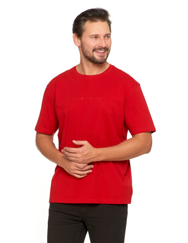 Koszulki, topy, koszule - Bawełniany T-shirt męski oversize BORDOWY - produkt 5