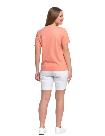 Koszulki i topy - T-shirt damski bawełniany bez szwów bocznych POMARAŃCZOWY - produkt 4