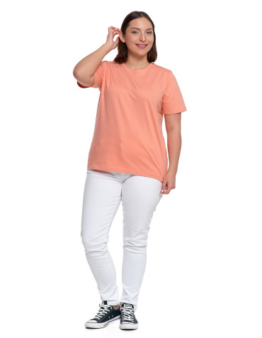 Koszulki i topy - T-shirt damski bawełniany bez szwów bocznych POMARAŃCZOWY - produkt 6