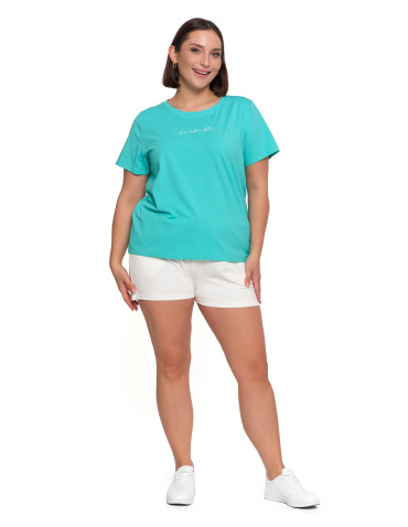 Koszulki i topy - T-shirt damski bawełniany klasyczny z napisem TURKUSOWY - produkt 6