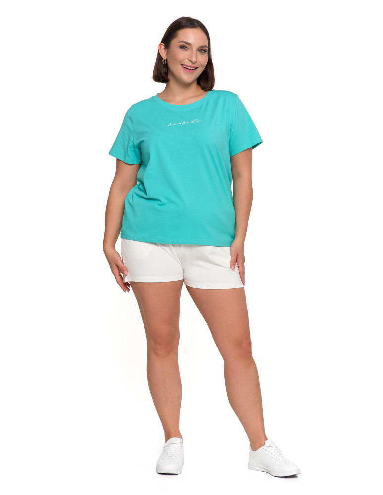 Koszulki i topy - T-shirt damski bawełniany klasyczny z napisem TURKUSOWY - produkt moraj.pl 6