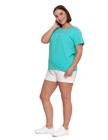 Koszulki i topy - T-shirt damski bawełniany klasyczny z napisem TURKUSOWY - produkt 8
