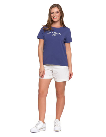 Koszulki i topy - T-shirt damski bawełniany klasyczny z napisem NIEBIESKI - produkt 5