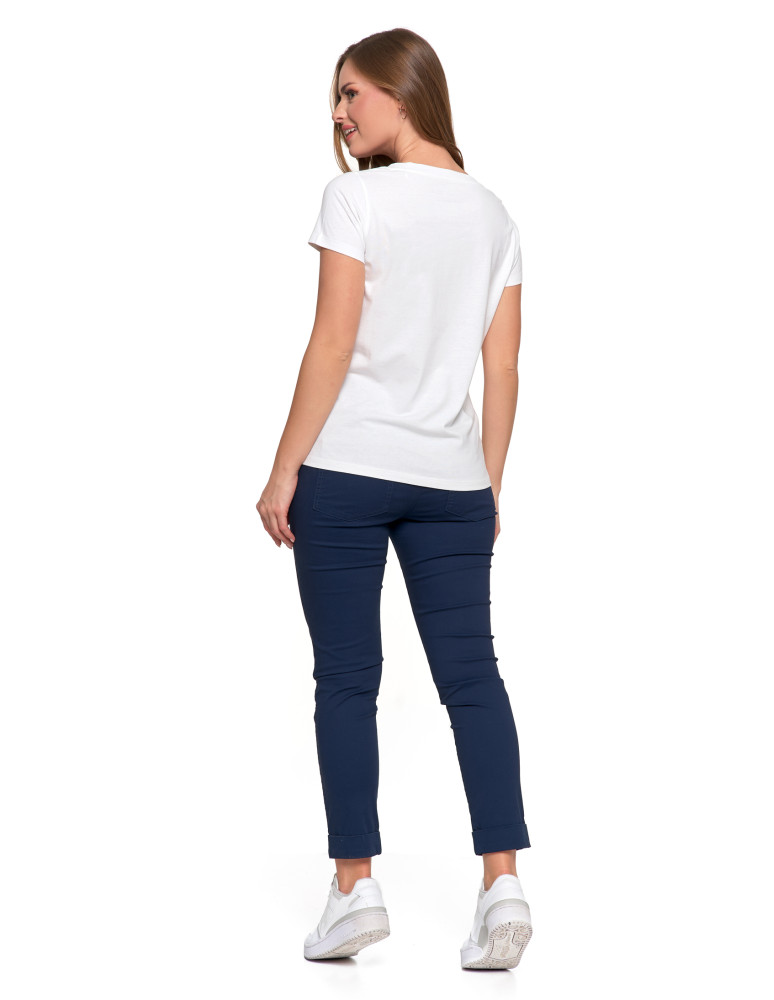 Koszulki i topy - T-shirt damski bawełniany z morskim motywem BIAŁY - produkt moraj.pl 3