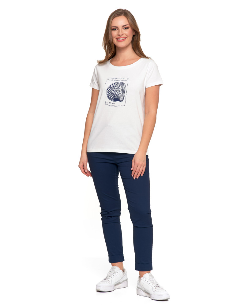Koszulki i topy - T-shirt damski bawełniany z morskim motywem BIAŁY - produkt moraj.pl 4