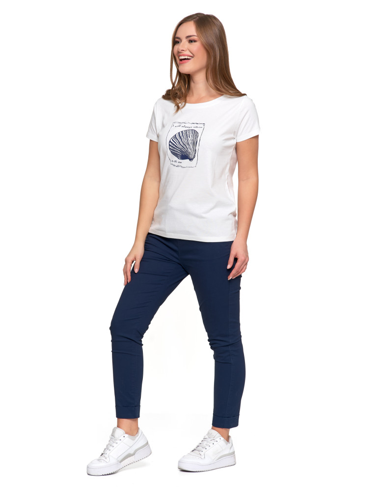 Koszulki i topy - T-shirt damski bawełniany z morskim motywem BIAŁY - produkt moraj.pl 5