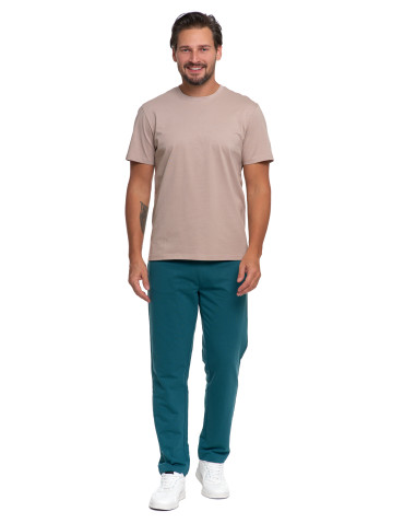 Koszulki, topy, koszule - T-shirt męski bawełniany bez bocznych szwów BEŻOWY - produkt 2