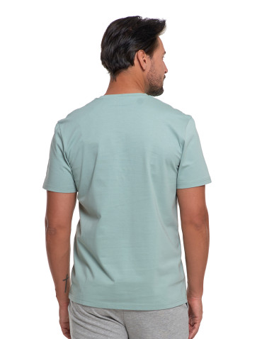 Koszulki, topy, koszule - T-shirt męski bawełniany bez bocznych szwów ZIELONY - produkt 2