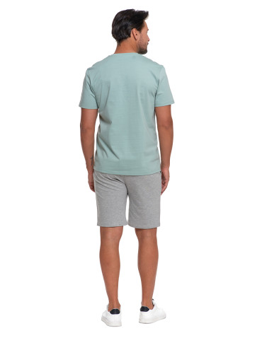 Koszulki, topy, koszule - T-shirt męski bawełniany bez bocznych szwów ZIELONY - produkt 5