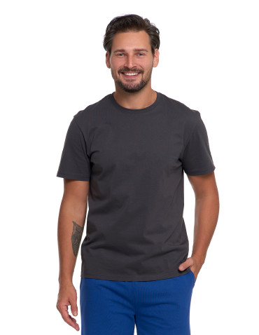 Koszulki, topy, koszule - T-shirt męski bawełniany bez bocznych szwów GRAFIT - produkt 1