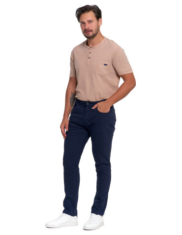 Spodnie - Męskie spodnie chino GRANATOWY - produkt 2