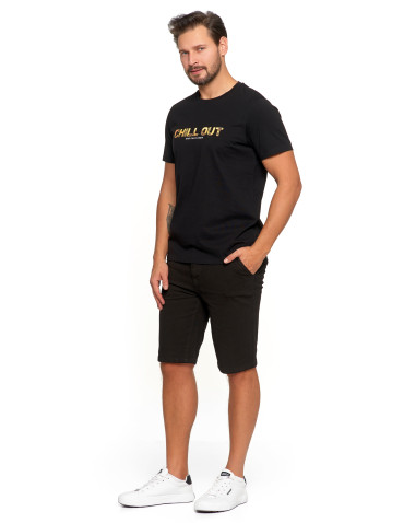 Koszulki, topy, koszule - T-shirt męski bawełniany z nadrukiem CZARNY - produkt 2