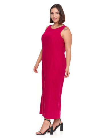 Sukienki - Sukienka lniana damska maxi FUKSJA - produkt 5