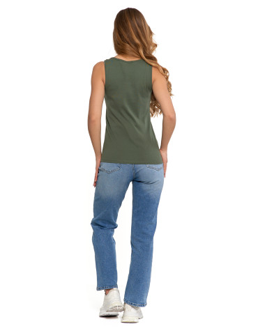 Koszulki i topy - Koszulka damska na ramiączkach Tank-Top bawełniana KHAKI - produkt 3