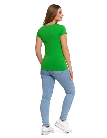 Koszulki i topy - T-shirt damski z okrągłym dekoltem plus size ZIELONY - produkt 4