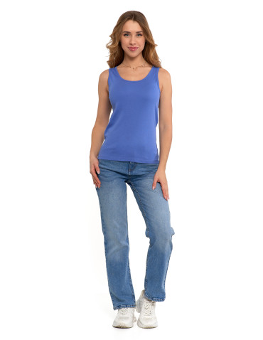 Koszulki i topy - Koszulka damska na ramiączkach Tank-Top bawełniana Plus Size NIEBIESKI - produkt 4