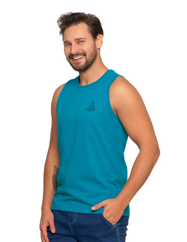 Koszulki, topy, koszule - Męska koszulka Tank Top z marinistycznym motywem TURKUSOWY - produkt 1