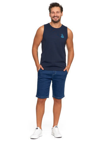 Koszulki, topy, koszule - Męska koszulka Tank Top z marinistycznym motywem GRANATOWY - produkt 1
