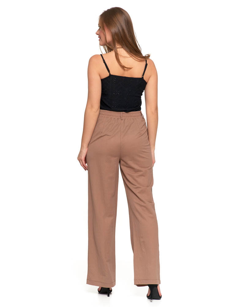 Spodnie - Eleganckie spodnie damskie z prostą nogawką BEŻOWY - produkt moraj.pl 3