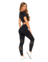 Legginsy damskie push-up z wysokim stanem sportowe CZARNY