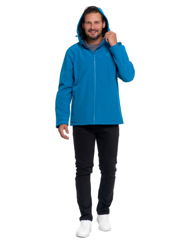 Odzież wierzchnia - Kurtka męska softshell wodoodporna z odpinanym kapturem NIEBIESKI - produkt 6