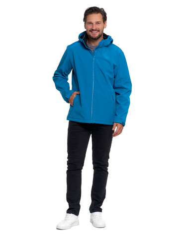 Odzież wierzchnia - Kurtka męska softshell wodoodporna z odpinanym kapturem NIEBIESKI - produkt 8