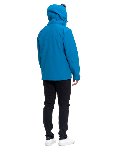 Odzież wierzchnia - Kurtka męska softshell wodoodporna z odpinanym kapturem NIEBIESKI - produkt 10