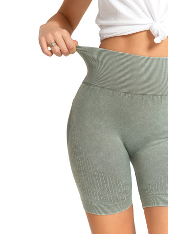 Legginsy - Legginsy kolarki damskie z wysokim stanem i efektem push-up ZIELONY - produkt 9