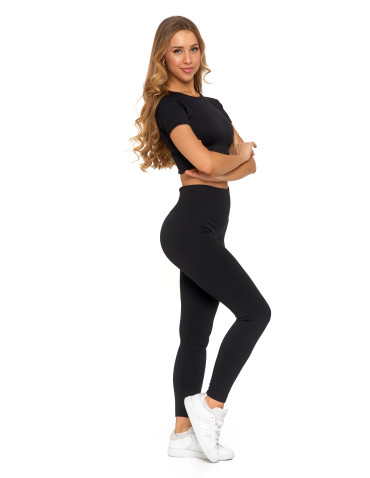 Legginsy - Legginsy damskie bezszwowe z wysokim stanem sportowe CZARNY - produkt 2