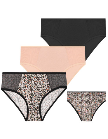 Figi - Majtki damskie figi bikini z siateczką 3-pak WIELOKOLOROWY - produkt 1