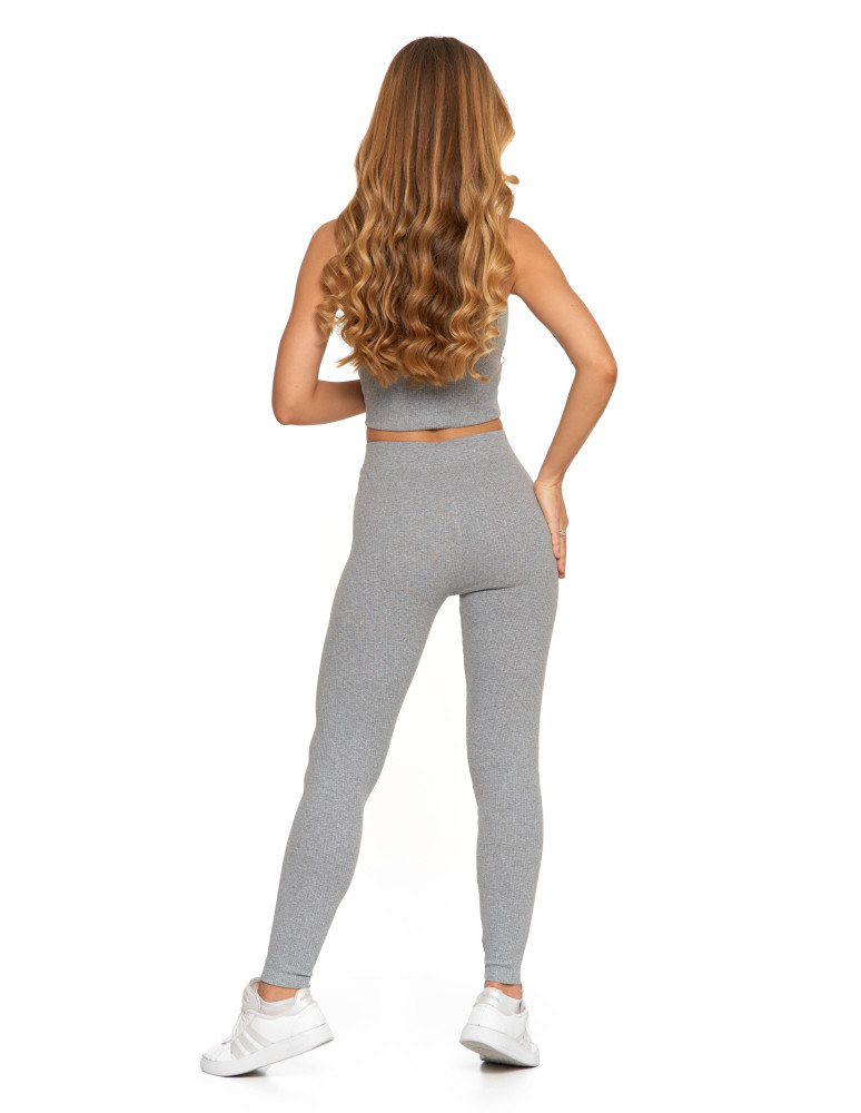 Legginsy - Legginsy damskie bawełniane z szeroką gumą w pasie SZARY - produkt moraj.pl 3