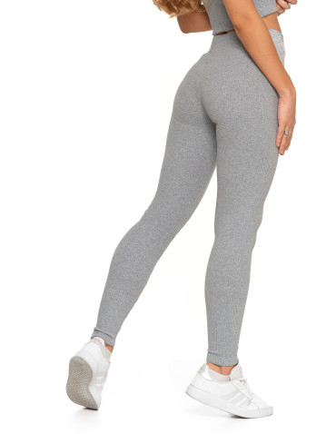 Legginsy - Legginsy damskie bawełniane z szeroką gumą w pasie SZARY - produkt 12