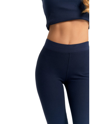 Legginsy - Legginsy damskie bawełniane z szeroką gumą w pasie GRANAT - produkt 10