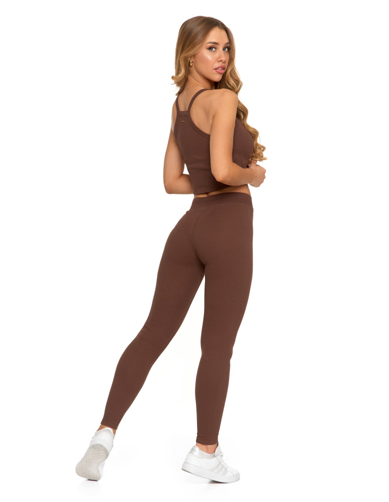Legginsy - Legginsy damskie bawełniane z szeroką gumą w pasie MOKKA - produkt moraj.pl 2