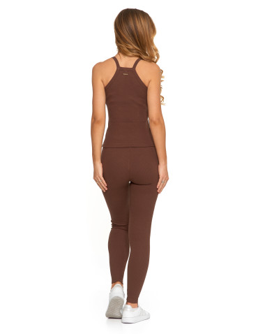 Legginsy - Legginsy damskie bawełniane z szeroką gumą w pasie MOKKA - produkt 3