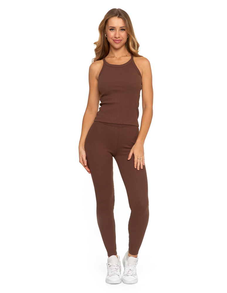 Legginsy - Legginsy damskie bawełniane z szeroką gumą w pasie MOKKA - produkt moraj.pl 4