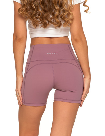 Legginsy - Szorty sportowe damskie z wysokim stanem i kieszeniami RÓŻOWY - produkt 2