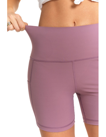 Legginsy - Szorty sportowe damskie z wysokim stanem i kieszeniami RÓŻOWY - produkt 9