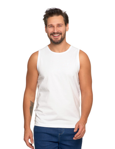 Koszulki, topy, koszule - Tank top męski bawełniany koszulka bez rękawów BIAŁY - produkt 1