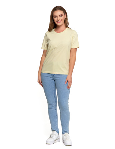 Koszulki i topy - T-shirt damski bawełniany bez szwów bocznych ŻÓŁTY - produkt 4